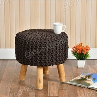 Pouf et banc ottoman modernes en bambou avec rangement rembourré en tissu pour usage hôtelier