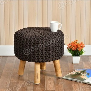 Tabouret ottoman moderne et ensemble banc de rangement pour pouf en tissu rembourré avec incrustation d'os - Product Image 4