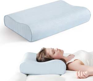 Oreiller cervical blanc confortable et confortable pour soulager la douleur oreillers de lit en mousse à mémoire de forme pour dormir, oreiller de soutien du cou sans latex - Product Image 1