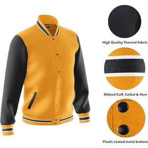 Hombres Moda Varsity Chaqueta Casual Regular Fit Letterman Béisbol Bomber Chaquetas Fleece - Product Image 2