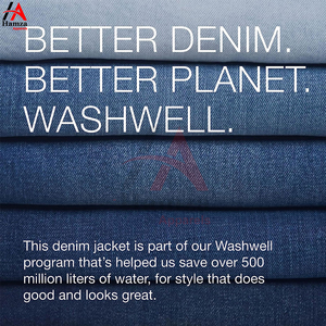 Chaqueta Vaquera de Mezclilla de 14 oz, Tejido Grueso, Color Personalizado, Manga Larga, Ropa Exterior Informal para Hombre, con Capucha y Protección Contra el Viento - Product Image 5