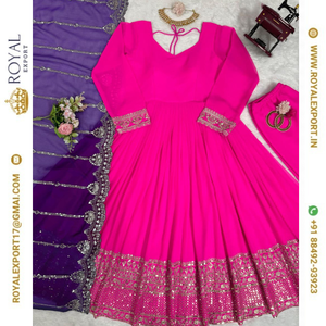 Nouveau concepteur à la mode Faux Georgette avec fil avec séquence robe de travail avec coupe travail Collection Dupatta - Product Image 2