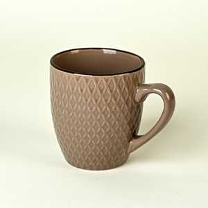 Ensemble de 2 tasses à café en céramique stoneware à motifs tons terre, lavables au lave-vaisselle, motif gravé, pour le thé et le café - Product Image 1