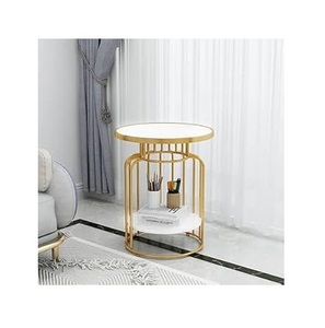 Table d'appoint au design tendance et au style unique avec dessus en marbre de qualité supérieure avec pointe dorée et brillante utilisée dans la maison et l'hôtel. - Product Image 1