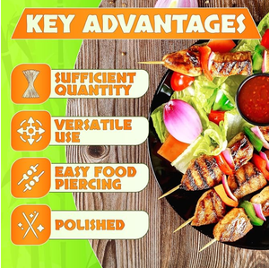 Brochettes de barbecue en bambou naturel de 10 pouces-parfaites pour griller les légumes et les fruits - Product Image 2