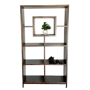 Modern Living Room Furniture Melaleuca Wood Decorative <b>Shelf</b> with Iron Legs Space-Saving Design for Home Office-KS68178 - Product Image 2