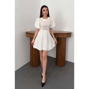 Vestido de Lino Blanco con Lazo en la Espalda - Blanco - Product Image 1