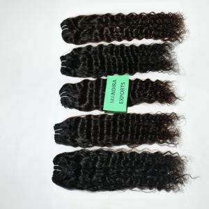 Vente en gros pas cher extensions de cheveux bouclés indiens crus cuticule alignée sans enchevêtrement vierge machine double trame lâche vague profonde pour - Product Image 1