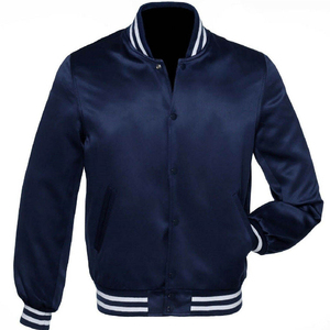 Veste de baseball varsity pour homme, sur mesure, de haute qualité, en gros, avec col montant et broderie sur le devant - Product Image 5