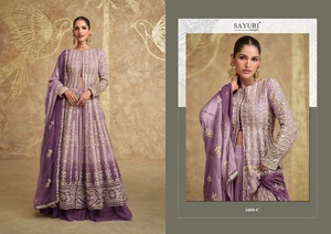 Sawaria ชุดสูทสีทอง salwar kameez สำหรับผู้หญิงที่มีงานปักขนาดใหญ่เหมาะสำหรับงานแต่งงานงานเลี้ยงและงานรื่นเริง - Product Image 2