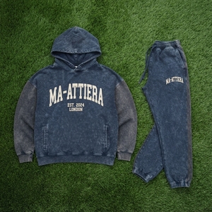 Conjunto de Sudadera con Capucha Oversize y Pantalones Jogger de Algodón Lavado Personalizado para Mujer, Chándal de Felpa Estilo Urbano OEM ODM - Product Image 5