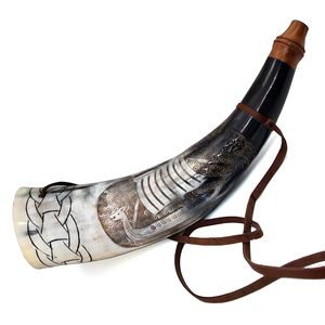 Cuerno de soplado hecho a mano ecológico con correas de cuero Deportes y decoración Estilo Animal Tema - Product Image 2