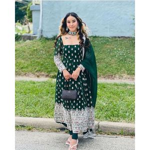 Robe de travail en fausse broderie Georgette de qualité supérieure, vêtement de mariage et de fête, avec bas et dupata, femme, vente en gros - Product Image 1