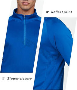 Camiseta de compresión de gimnasio para hombre con cremallera de 1/4 cuartos personalizada, ajustada a prueba de viento, ropa deportiva para entrenamiento al aire libre, manga larga, Primavera - Product Image 5