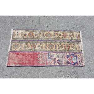 Tapis en laine turque vintage de 17 pieds x 31 pieds Tapis de salon tissé plat beige et rouge avec support en latex - Product Image 3