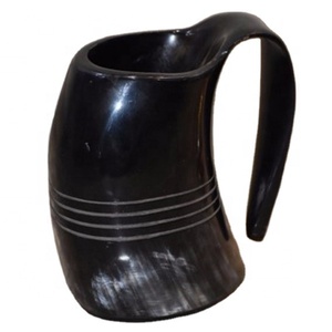 100% Gobelet en corne de buffle poli authentique pour les fêtes-Viking Drinking Beer Mug - Product Image 1