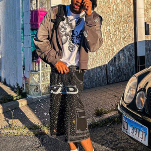 Nouveauté : sweat à capuche zippé pour homme en molleton lourd, délavé à l'acide, avec strass, coupe classique vintage - Product Image 3