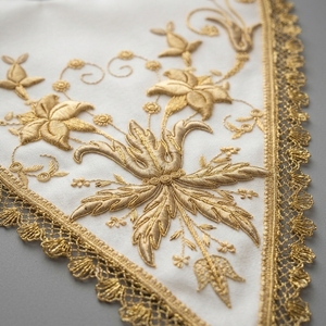 Handmade Gold Bullion Metallic Thread Embroidered Neck <b>Collar</b> Elegant White Fabric V-Neck <b>Collar</b> For Clergy Uniform Dress - Product Image 5