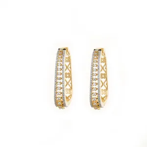 新款时尚流行美国钻石经典巴厘岛耳环422656，双色电镀人造珠宝