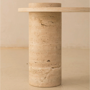 Table à manger moderne en travertin naturel, table d'appoint en pierre, mobilier élégant pour la maison - Product Image 2