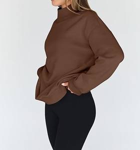 Sudadera holgada para mujer con elegante Sudadera con cuello abierto Diseño de cuello alto de moda - Product Image 3