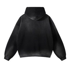 Sudadera con capucha de gran tamaño hecha a medida de fábrica, Sudadera con capucha de felpa francesa de algodón 100% deshilachada lavada desgastada blanqueada - Product Image 3