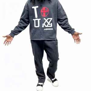 Sudadera con capucha de 100% algodón con diseño personalizado Puff Capucha forrada Sudadera con capucha gris sólido - Product Image 5