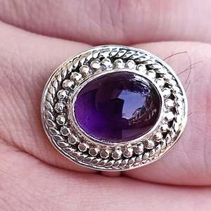 Handmade Women's Amethyst 925 Sterling Silver <b>Ring</b> Smooth Natural Stone Gemstone for Everyday Wear <b>Sizes</b> 4 to 13 US - Product Image 6
