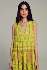 Vestido indio hecho a mano con cuello en V texturizado para mujer, de verano, ligero, ventoso y boho-chic para un clima cálido perfecto - Product Image 2