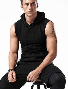 Mens sleeveless workout hoodie fitted <b>gym</b> wear <b>sweatshirt</b> for bodybuilding training fitness streetwear - Product Image 1