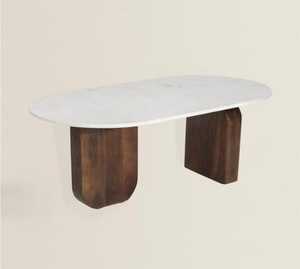 Table basse italienne contemporaine minimaliste et moderne en bois, combinaison rotative de forme ovale Art déco pour le salon de fête - Product Image 3