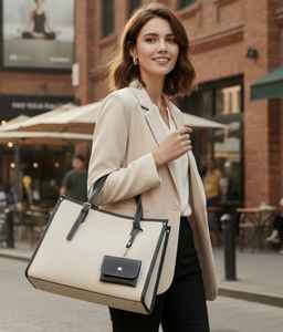 Sac fourre-tout vintage en toile pour femme, deux bretelles, grand sac de travail, beige, noir, porte-monnaie, sacoche pour ordinateur portable, résistant à l'eau - Product Image 6