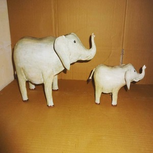 Beautiful White Color 9set of 2 ) Iron <b>Elephant</b> Model <b>Ornaments</b> Sculpture for Indoor/ Outdoor and Tabletop Decoration Iron Model - Product Image 1