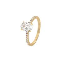 Bague de fiançailles solitaire personnalisable en or 14 carats avec diamant ovale de 1 carat CVD cultivé en laboratoire, couleur E, clarté VVS2, certifié IGI