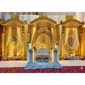 Buy Customized Triple <b>Arch</b> Temple-Style Wedding Stage Panels Traditional Ganesha Theme South Indian Wedding Stage <b>Decoration</b> - Product Image 6