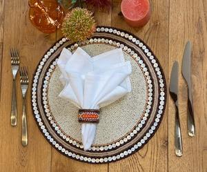 Salvamanteles Redondo de Yute con Cuentas, el Más Vendido, para Comedor y Hogar, para Bodas, Accesorios para Colocar Platos y Comida en la Mesa - Product Image 2