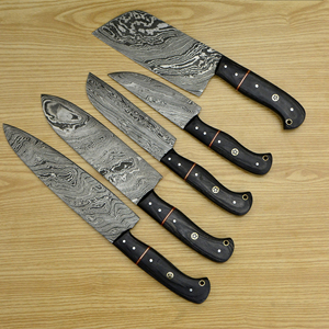 Ensemble de 5 couteaux de chef en acier damas fait main sur mesure avec étui en cuir - Product Image 3