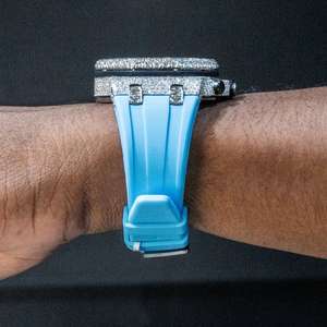 Reloj de Pulsera de Lujo para Hombre, con Diamantes de Moissanita, Correa de Acero Inoxidable Aqua, Cristal Azul de Alta Calidad Personalizable, con Fecha - Product Image 4