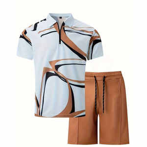 Nouvelle arrivage de shorts en coton respirant pour hommes ensembles de shorts courts de gymnastique pour hommes ensemble t-shirt et short d'été ensembles de shorts décontractés pour hommes polo - Product Image 1