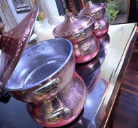 Couscoussier Marocain en Cuivre Martelé Fait Main, Traditionnellement Artisanal, NOUVEAU, Disponible en OEM, Ensemble de Cuisson de 10 Pièces