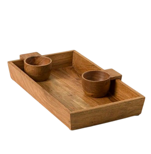 Bol de service en bois d'acacia durable, le plus vendu, pour les chips et les collations, design unique, plateau en bois - Product Image 3