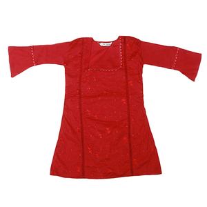 ชุดผ้าฝ้ายปักลายสำหรับเด็กผู้หญิง 2 ชิ้น - สีน้ำตาลแดง - Product Image 3