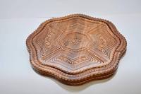 Panier à fruits secs pliable en bois, matériau organique sculpté, forme de fleur personnalisée, tailles 12'' et 14'', couleur naturelle