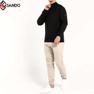 Sudadera con capucha de algodón ligera Unisex OEM 1/4 cremallera liso cuello alto tubo suéter transpirable media cremallera sudadera para hombres de talla grande - Product Image 3
