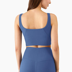 Débardeur court en tricot côtelé uni pour femme, sans manches, pour le sport et les voyages - Product Image 2