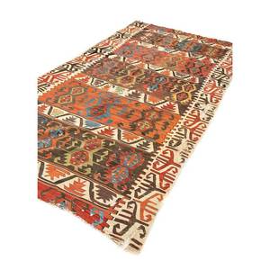 พรมขนสัตว์ทำมือขนาดใหญ่ Nayaab รูปทรงสี่เหลี่ยมผืนผ้า 9x12 ฟุต ลายเรขาคณิตสีแดงส้มคลาสสิก ทอแบบเรียบ สำหรับทางเข้าบ้าน-Paem-975 - Product Image 2