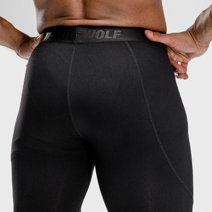 Leggings OEM de fábrica para hombre, para gimnasio, yoga, entrenamiento deportivo, de secado rápido, transpirable, con cierre de cordón y logotipo en la cintura - Product Image 4