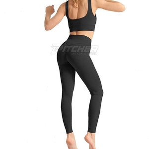 Conjunto de Yoga para Mujer Más Vendido, Alta Calidad, Transpirable, Talla Grande, Diseño Sólido, Logotipo Frontal, 2 Piezas, Ecológico, Venta al Por Mayor - Product Image 3