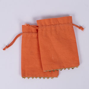 Recipiente de joyería biodegradable de algodón naranja hecho a mano con logotipo personalizado, embalaje de regalo con cordón indio para organizar joyas - Product Image 2