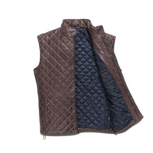 Chaleco de Cuero para Motocicleta de Invierno de Alta Calidad a Bajo Precio, Logotipo Personalizado, Transpirable, de Secado Rápido, Ligero, Casual, con Cuello en V para Hombre - Product Image 2